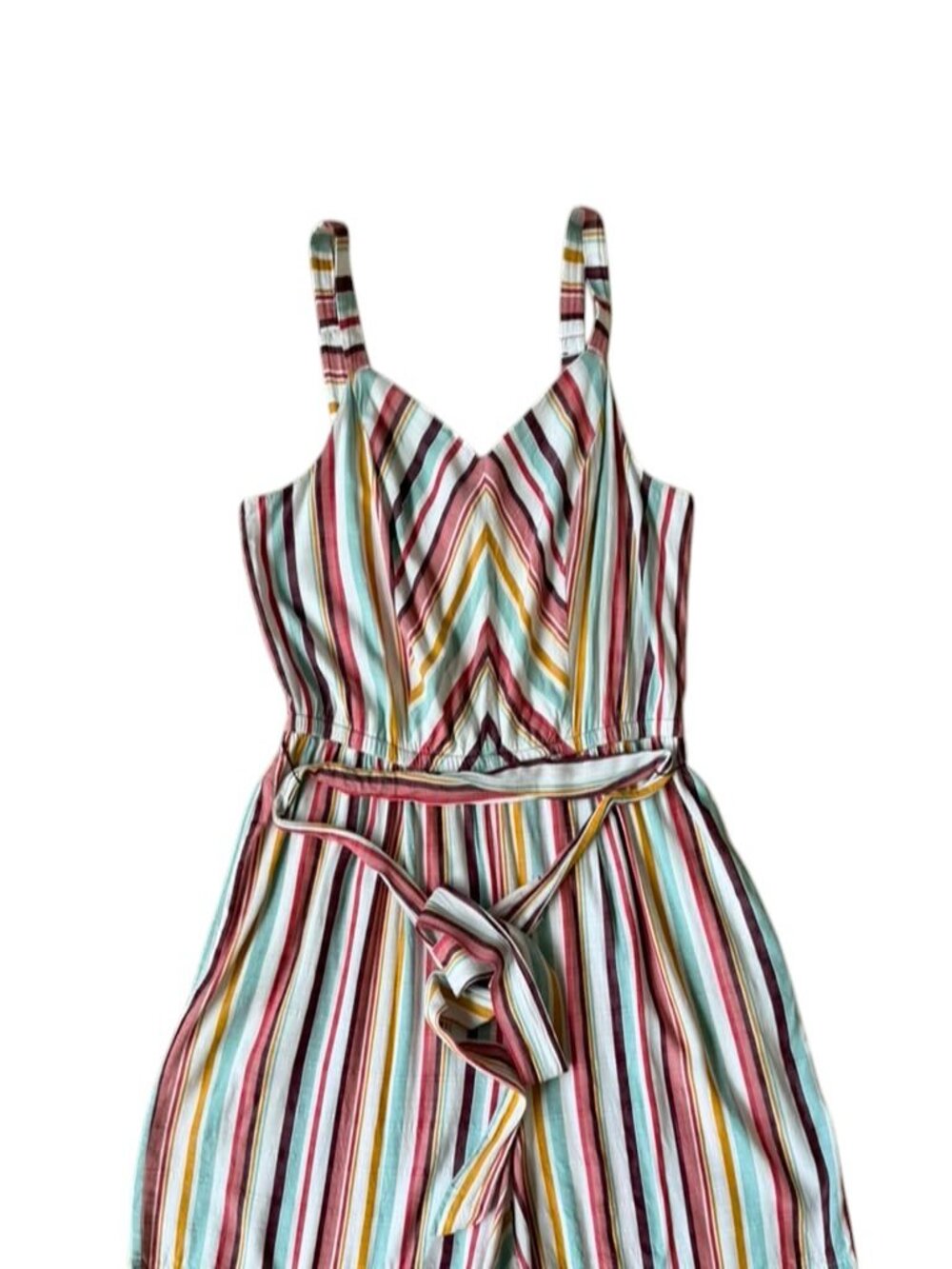 Lane Bryant Women's Size 14 Striped Romper Tie Waist Rayon Summer Plus